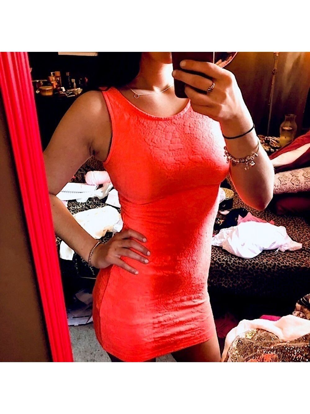H&M Hot Pink / Coral Mini Bodycon Dress